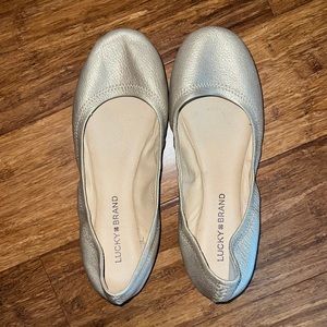 Gold Lucky Brand Emmie Leather Ballet Flats